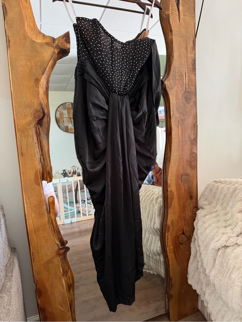 Black Polka Dot Bodice Maxi Dress